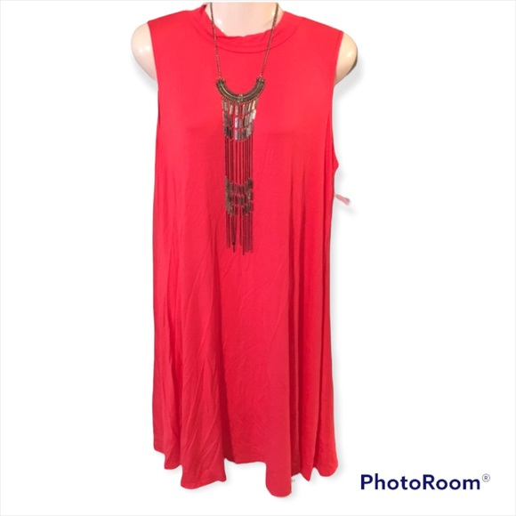 •NWT•L-1X• NINA HOT PINK SWING DRESS•NEW - Picture 3 of 7